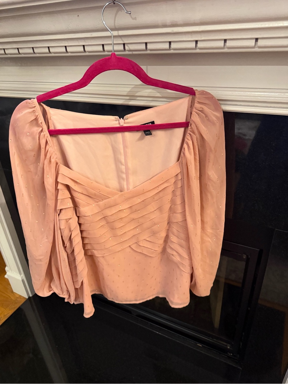 Express Peach Puff Ruffled Square-Neck Blouse
